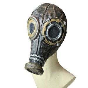 Adult Steampunk Gas Mask Halloween Costume Accessory Brown Black Molded Rubber
